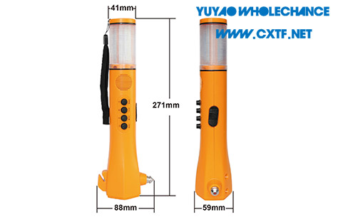 Rechargeable Multifunctional Acousto-optic Alarm Self Rescue Flashlight TL119CF size